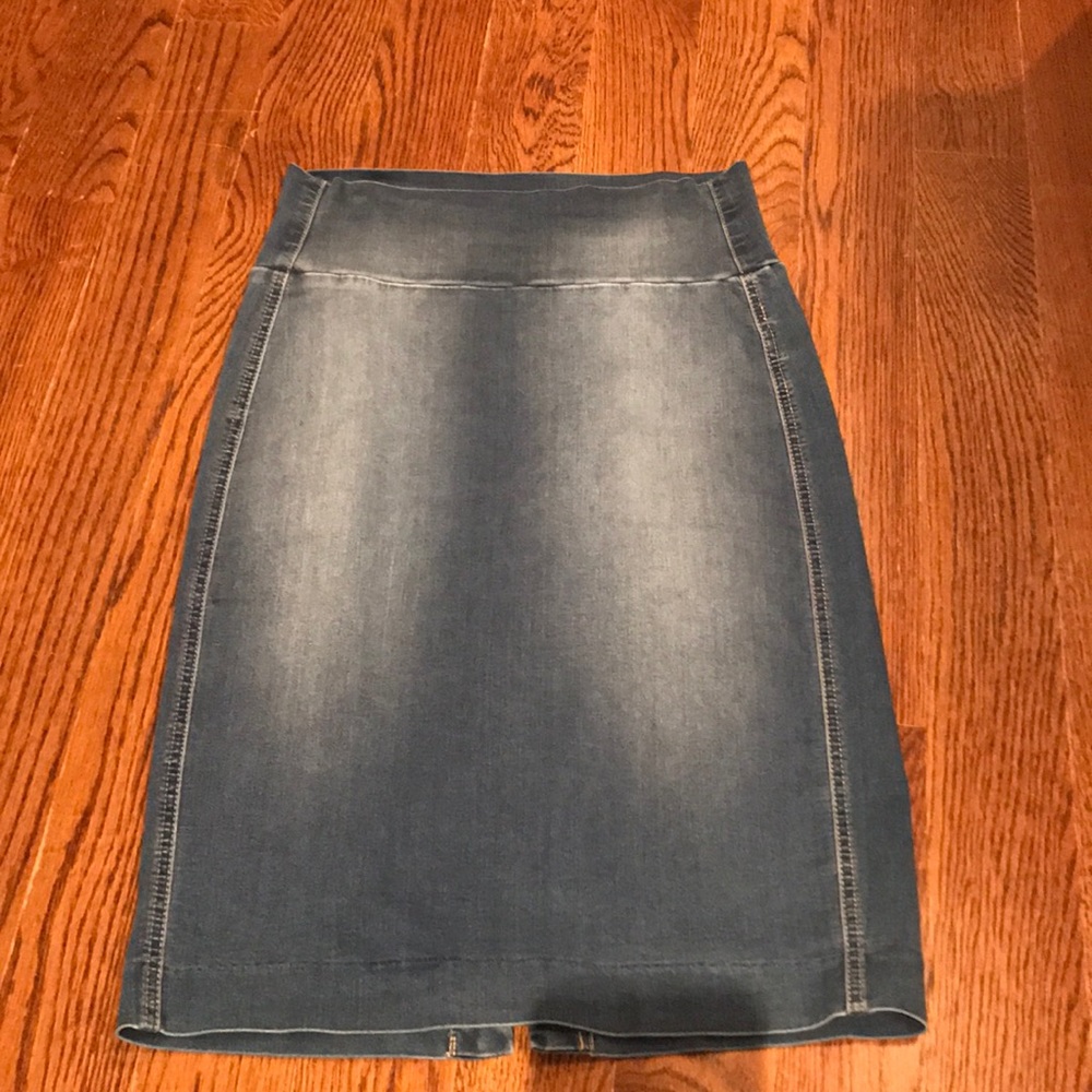 Distressed Denim pencil skirt